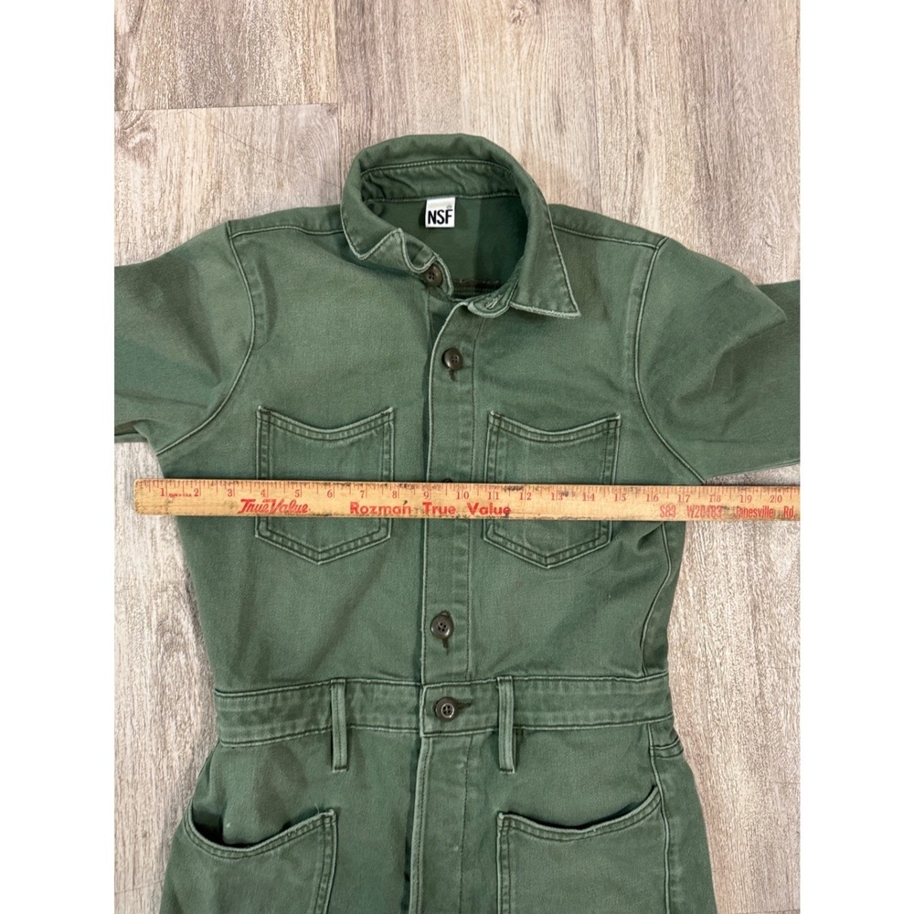 NSF Clothing Green‎ Utility Jumpsuit Flare Leg Button Up Women's Size 26 - Picture 3 of 9